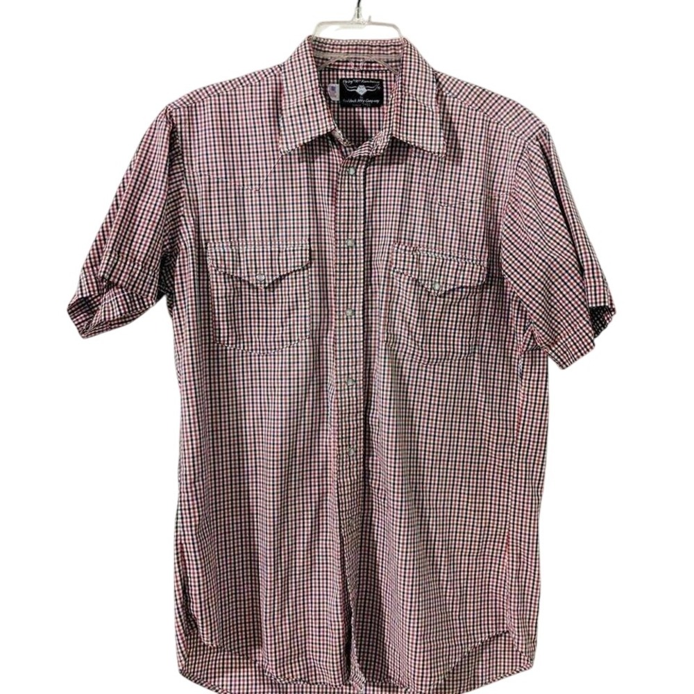 Flying R‎ Ranchwear Red Plaid Western Rodeo Cowboy Short Sleeve Shirt Medium